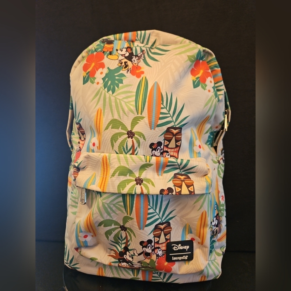 Loungefly Disney Mickey Tropical‎ Nylon Backpack Surfboards Tiki HTF RARE